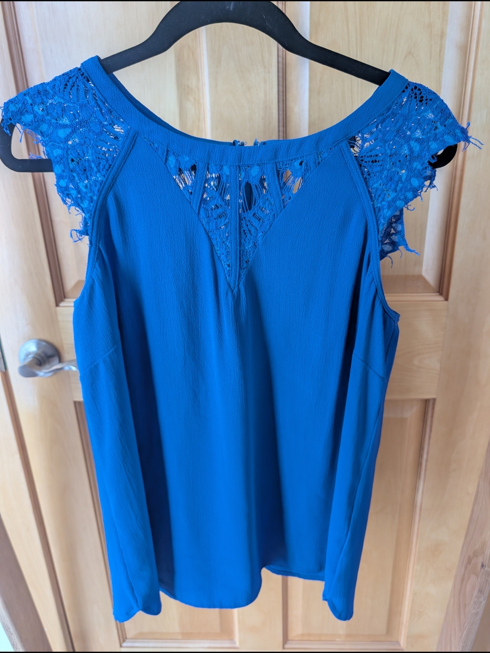 Women’s Crochet Yoke Sleeveless Top - Blue